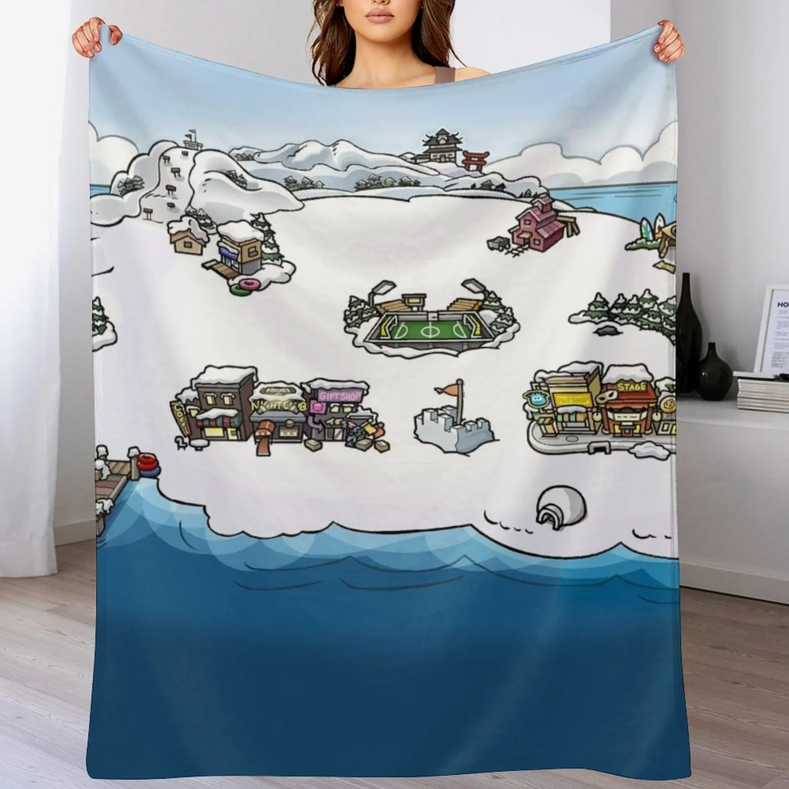 Club Penguin Map Throw Blanket christmas gifts Bed covers Blankets