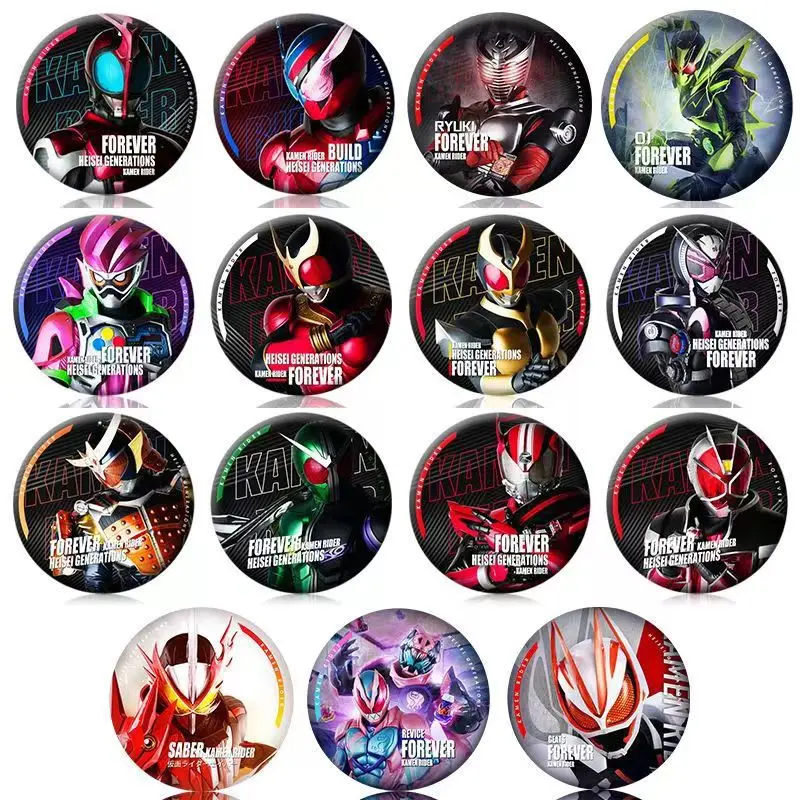 

Значок Kamen Rider — классическая памятная брошь для поколений Хэйсэй и Рейва, декоративный значок с высококачественной печатью для рюкзаков и курток, коллекционный подарок.
