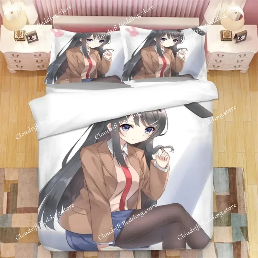 

Japanese Anime Sakurajima Mai 3D Printed Bedding Set Duvet Covers Pillowcases Comforter Bedding Set Bedclothes Bed Linen