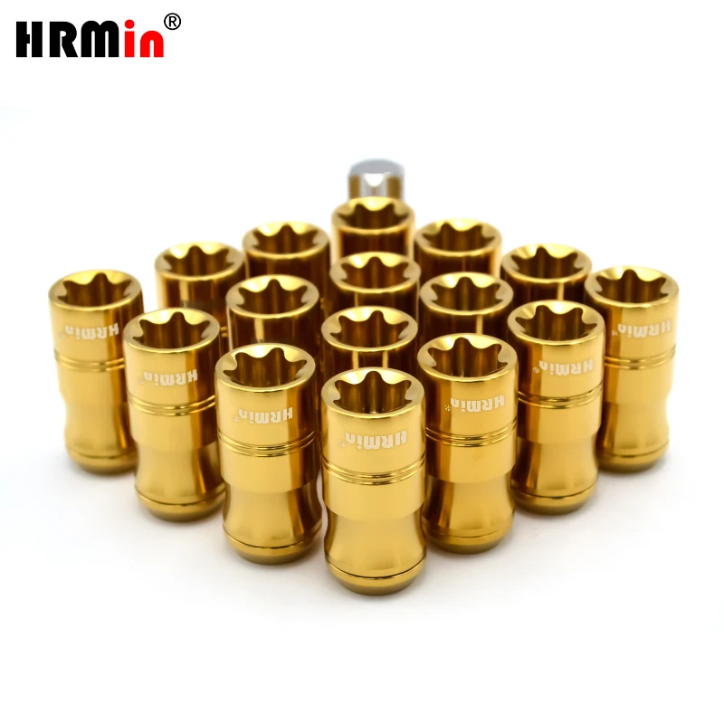 

HRMin 16ps1key/ 20ps1key wheel lug nut M12*1.5*45/52mm Gr.5 titanium cone seat anti-theft wheel nut for Toyota,Mazda,Honda