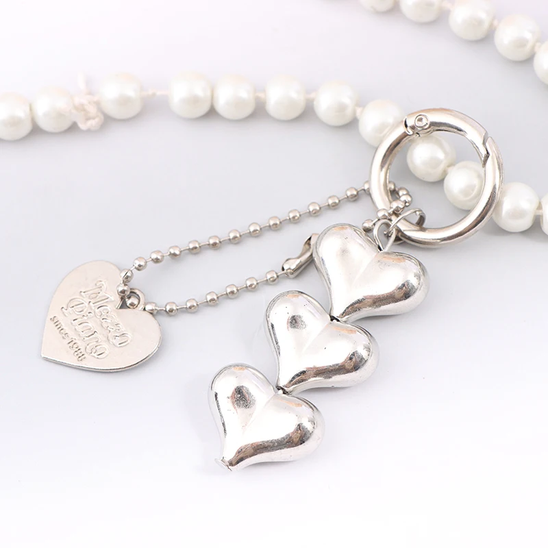 Fashionable Heart Beaded Key Chain Multifunctional Mobile Phone Lanyard Personalized Car Key Accessory Key Ring Bag Pendant