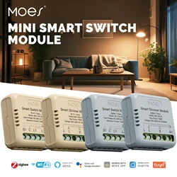 MOES Mini Tuya WiFi/Zigbee Smart Switch DIY Module Light Switch 1/2 Gang Remote Control Work Alexa Google Home