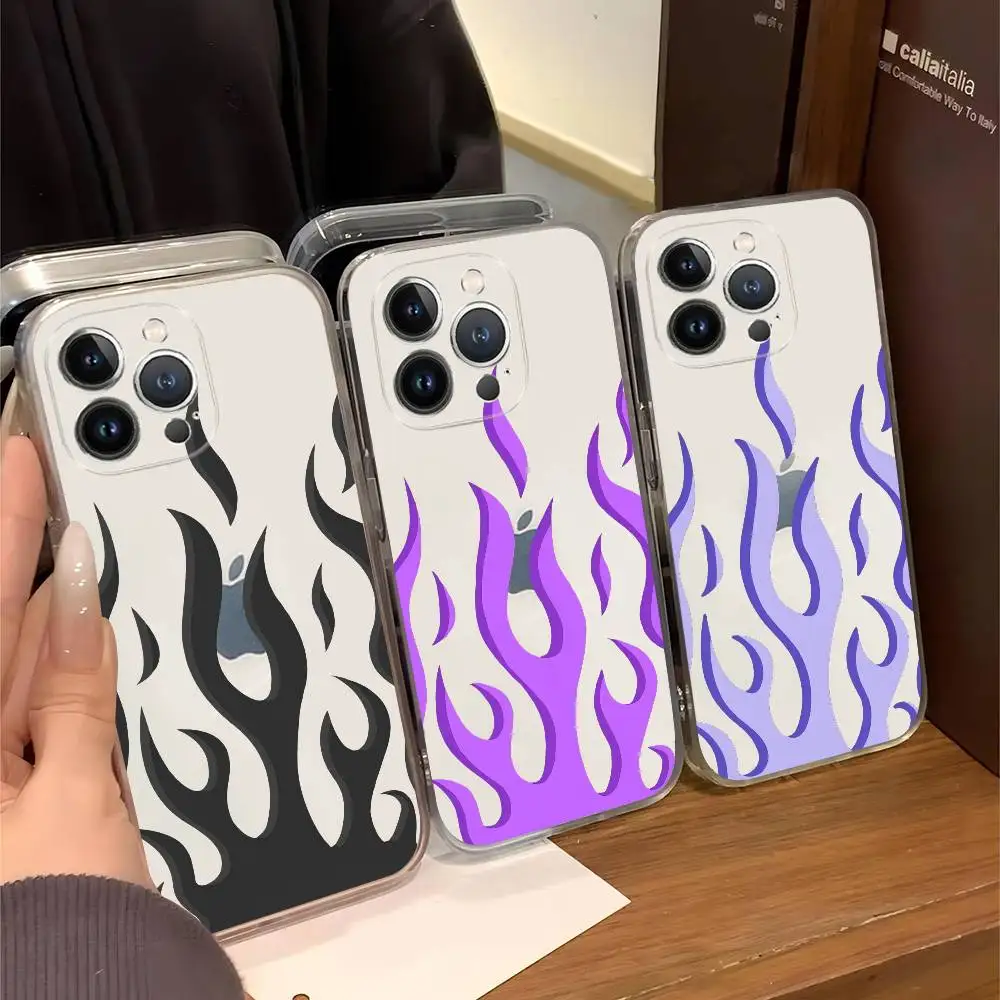 

INS Simplicity Creative Fashion Flame Fire Phone Case Silicone Soft for iphone 17 16 15 14 13 12 11 Pro MAX Plus X Cover