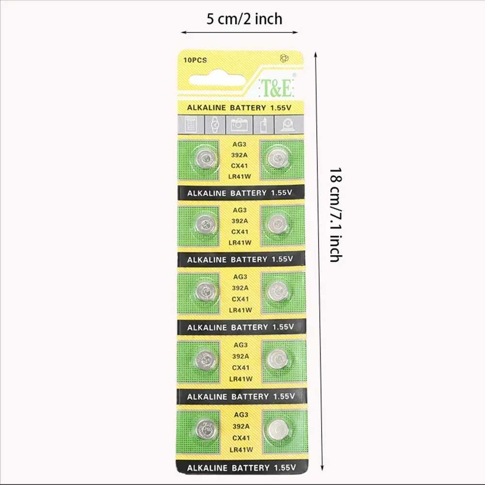 100 Uds AG3 LR41 pilas de botón SR41 392 192 moneda de pila redonda 1,55 V batería alcalina L736 384 SR41SW CX41 para reloj de juguete