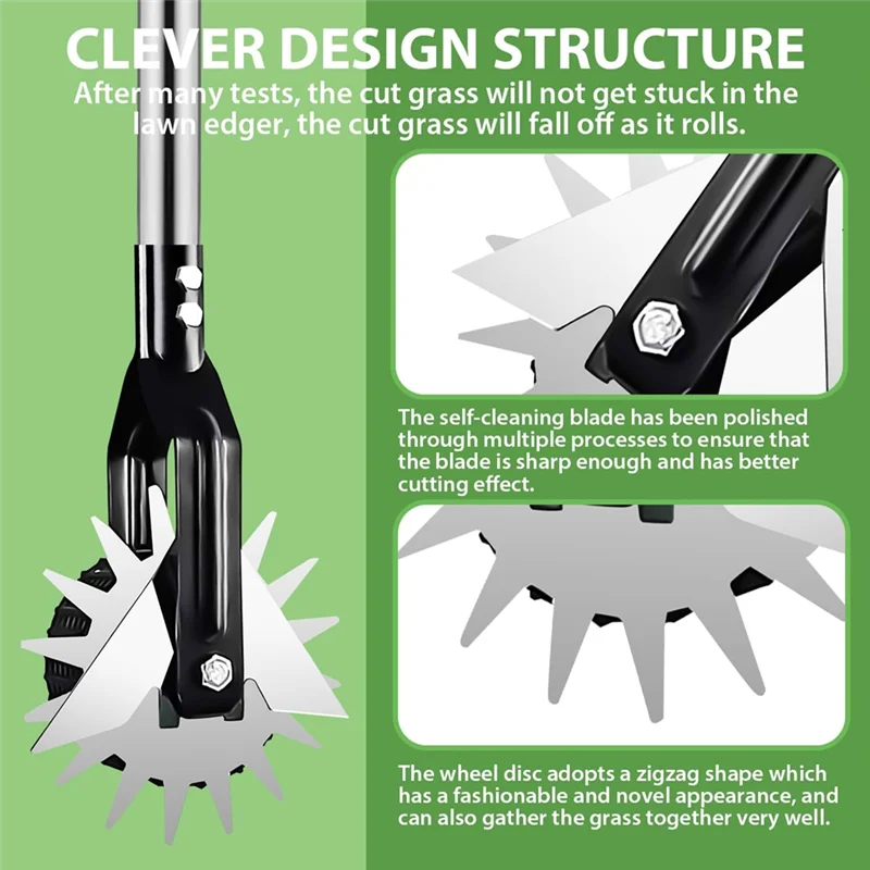 

Y17A Wheel Rotary Edger, Manual Edger Lawn Tool,Adjustable Length With Sturdy 4-Section Stainless Steel Lawn Edger Tool