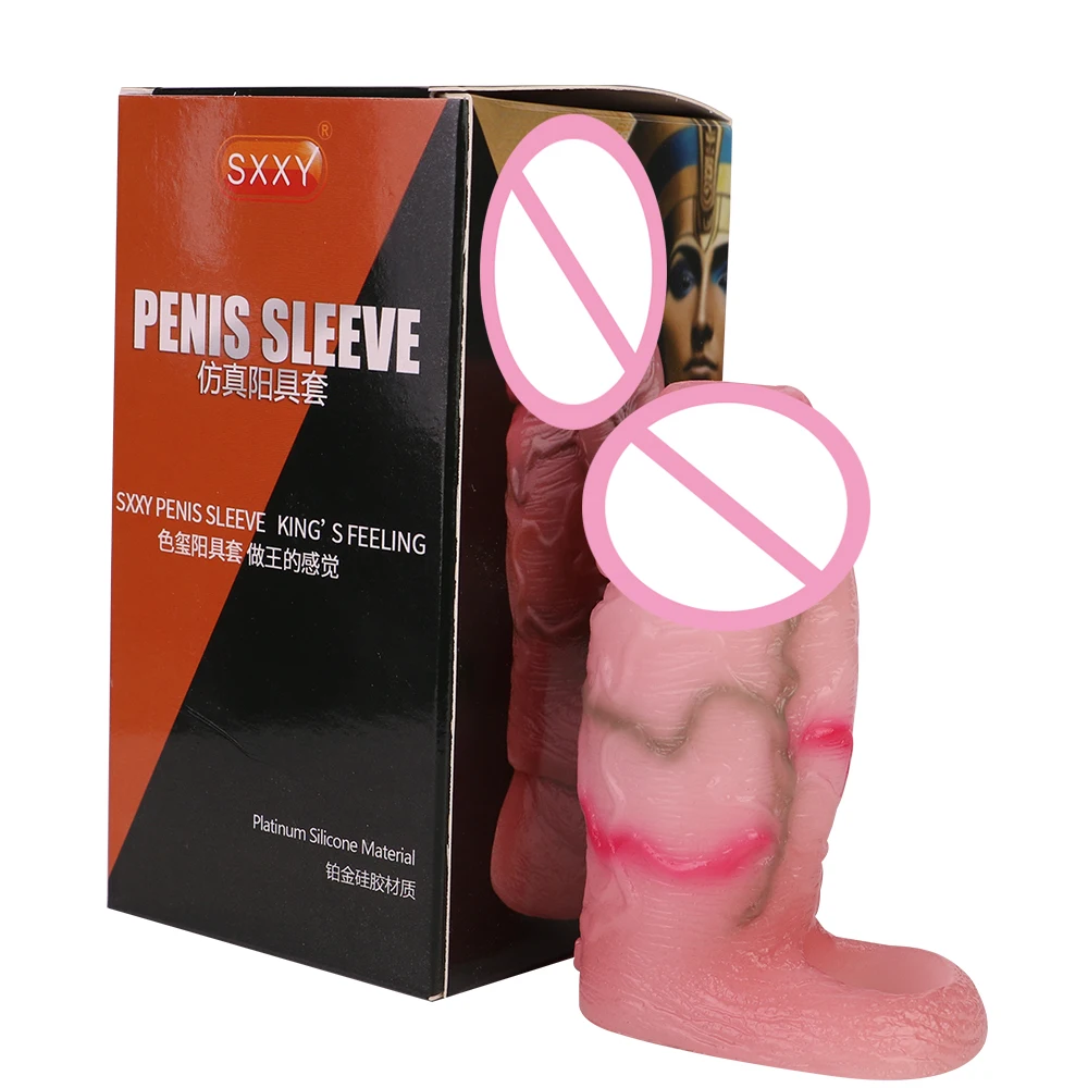 FRKO Real White Penis Enlargement Sleeve Cock Ring Delay Enjaculation Dick Penis Extender Erotic Sex Toys For Men Couples