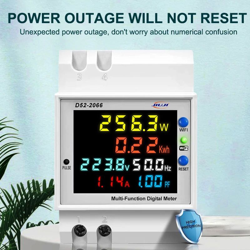 Tuya WiFi Smart Energy Meter 100A DIN Rail Digital Power Meter kWh Voltage Current Monitor for Solar PV EV Charger