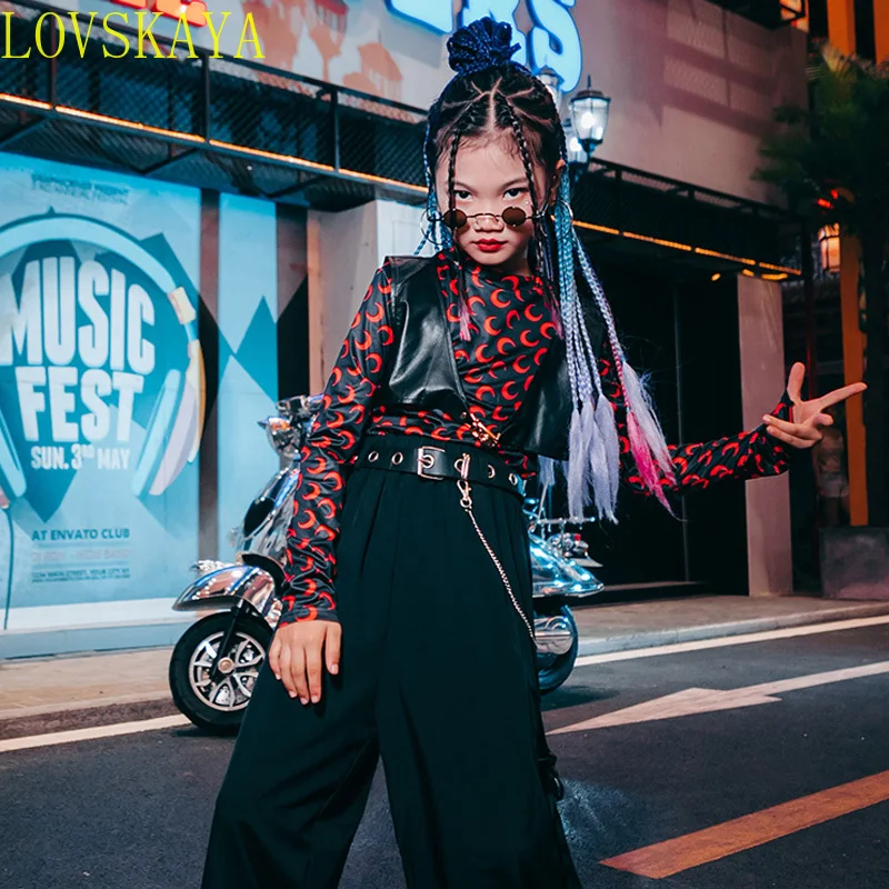 Jazz dance children's clothing new autumn long sleeved trendy clothing girl hip-hop fashion set street dance tabletop