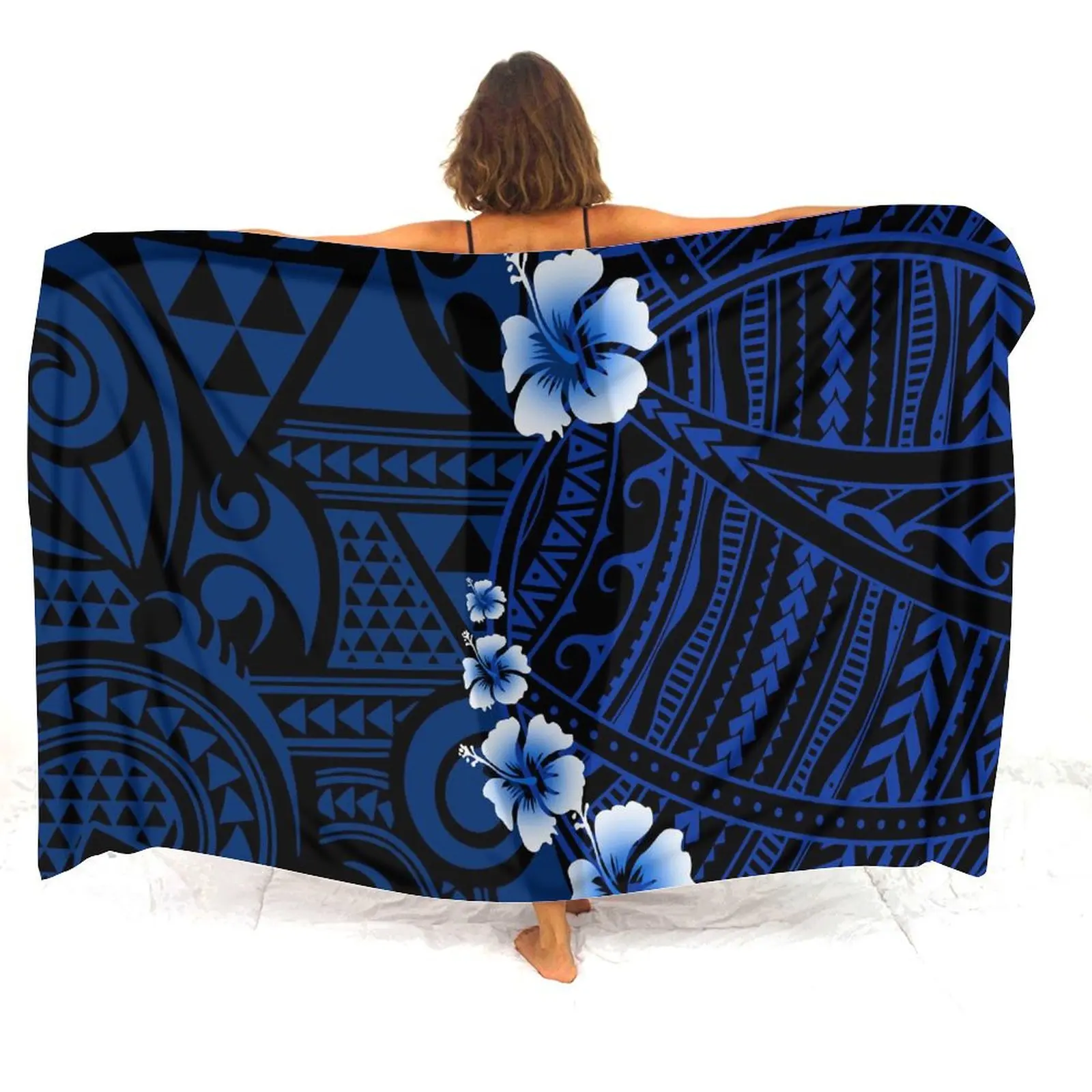 여성 비치 의류 수영복 여성 사롱 소프트 여성 비치 사롱 수영복 자켓 사롱 꽃 맞춤형 폴리네시아 사롱