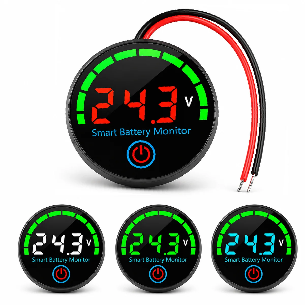 DC 7-55V Circular LED Indicator Voltage/Charge Monitor Level Indicator Voltage Battery Charging Tester Acid Lithium Battery