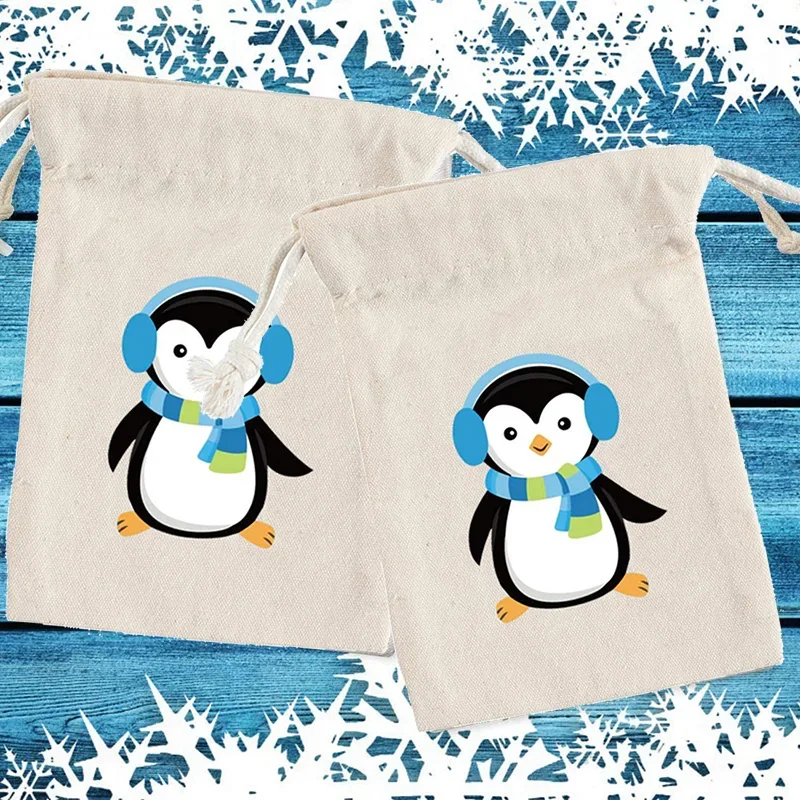 5pcs Penguin Treat Goodie Candy Gift Bag Baby Shower wonderland Animal polar plunge party Winter Theme Birthday Decoration Favor