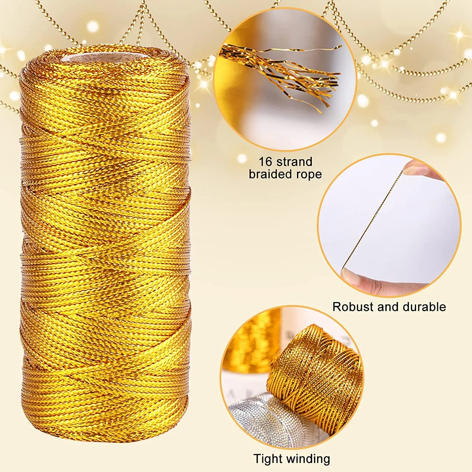 100 m/rotolo filo metallico cavo oro argento Macrame corda corda confezione regalo corda avvolgente per fai da te intrecciata