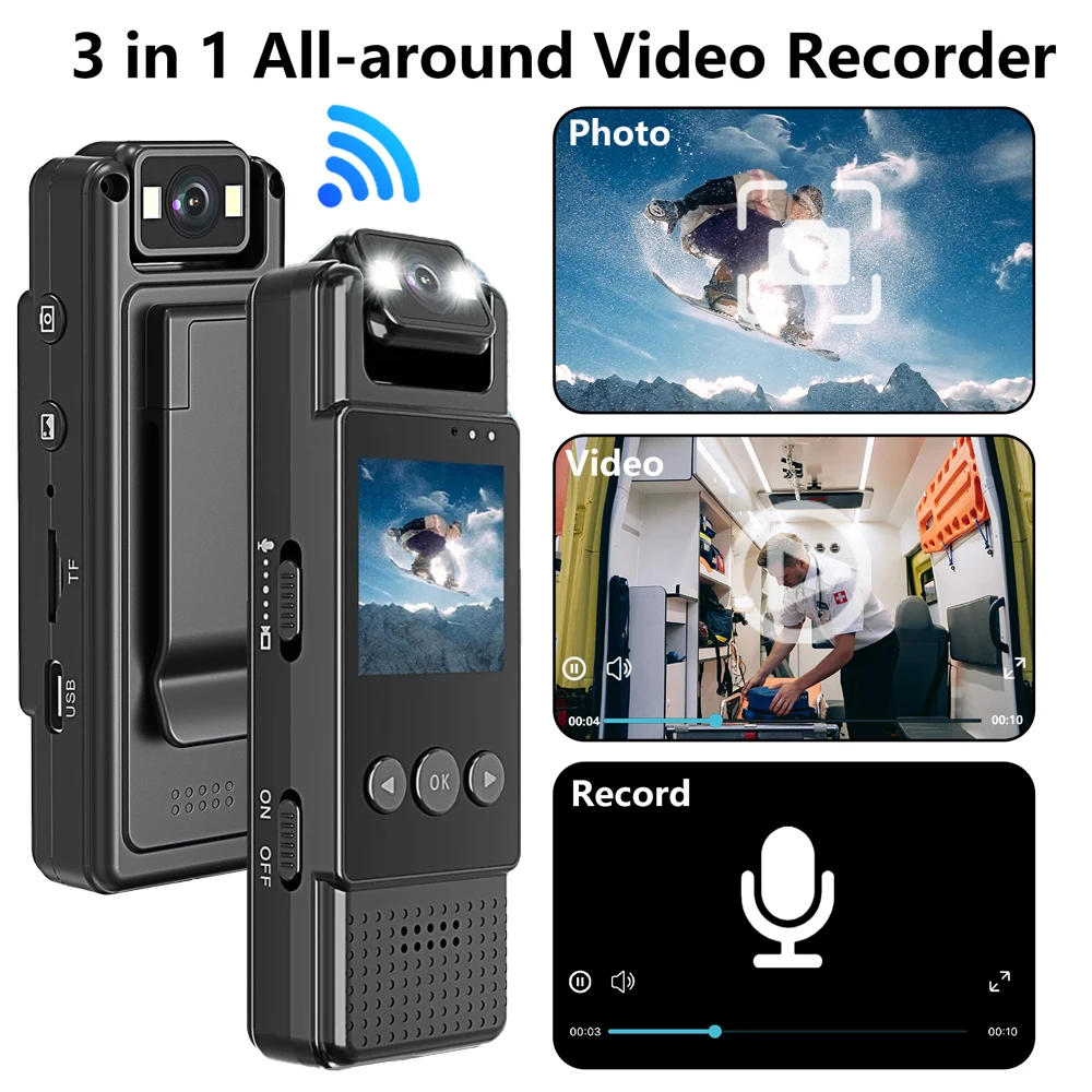 WiFi Mini Camera, Portable Digital Video Recorder, Police Small Body Camera, Night Vision, Miniature DVR Camcorder, 1080P, 2024