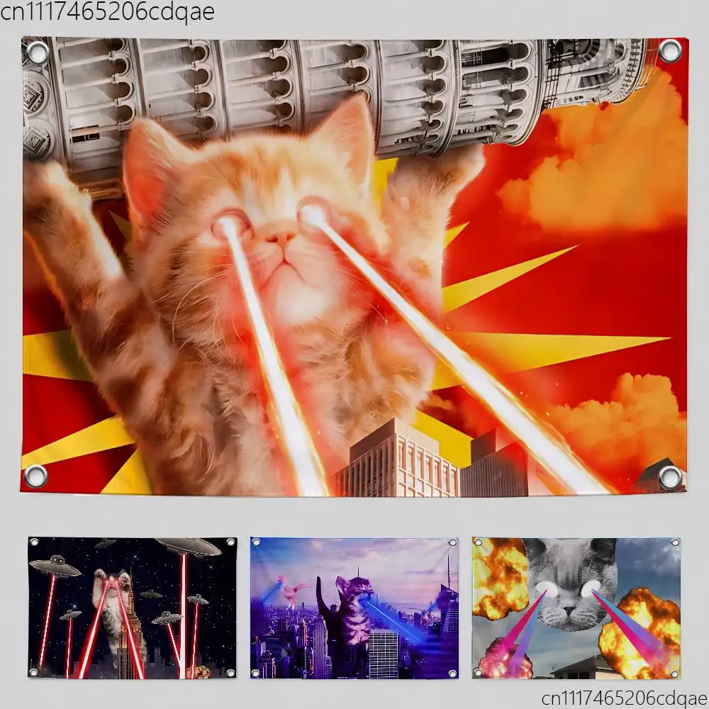 Laser Cat Celebrity Flag Suitable For Birthday Parties Living Room Bedroom And Outdoor Camping Decorations