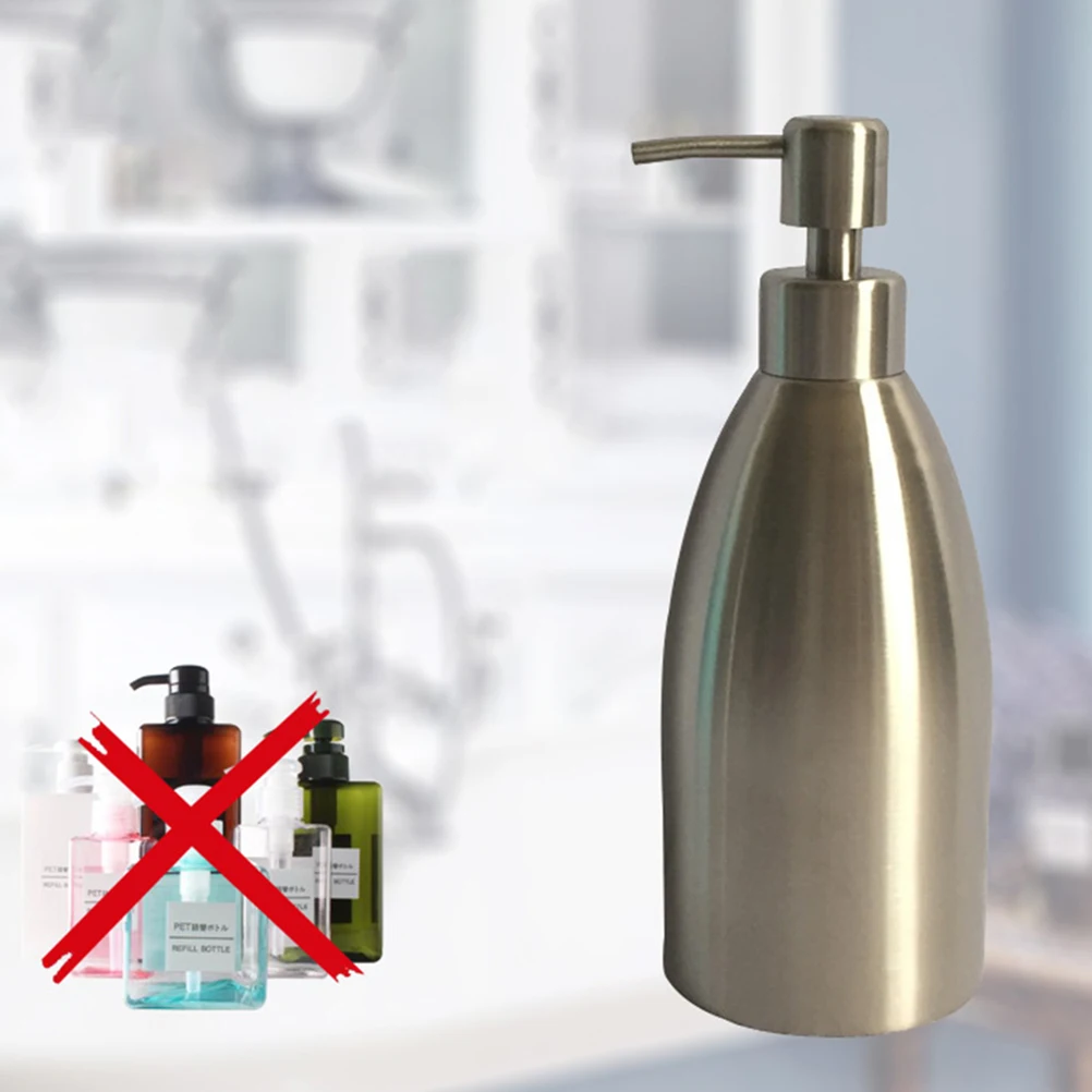 

Refillable Liquid Soap Bottle Stainless Steel Pump Shampoo -Friendly Bathroom Use