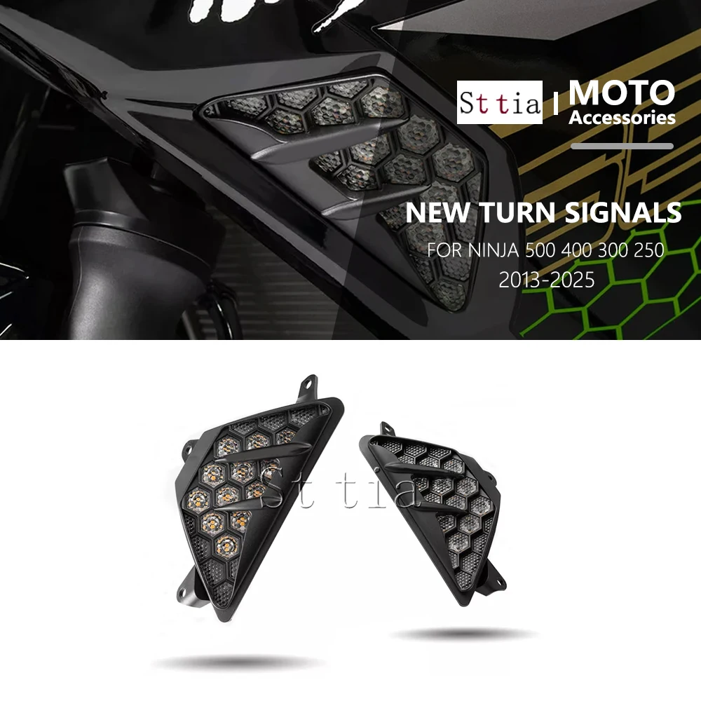 Luces LED de Señalización de Giro Delanteras para Motocicleta, Compatibles con Kawasaki NINJA 500, NINJA 400, NINJA 300, NINJA 250, 2013-2025