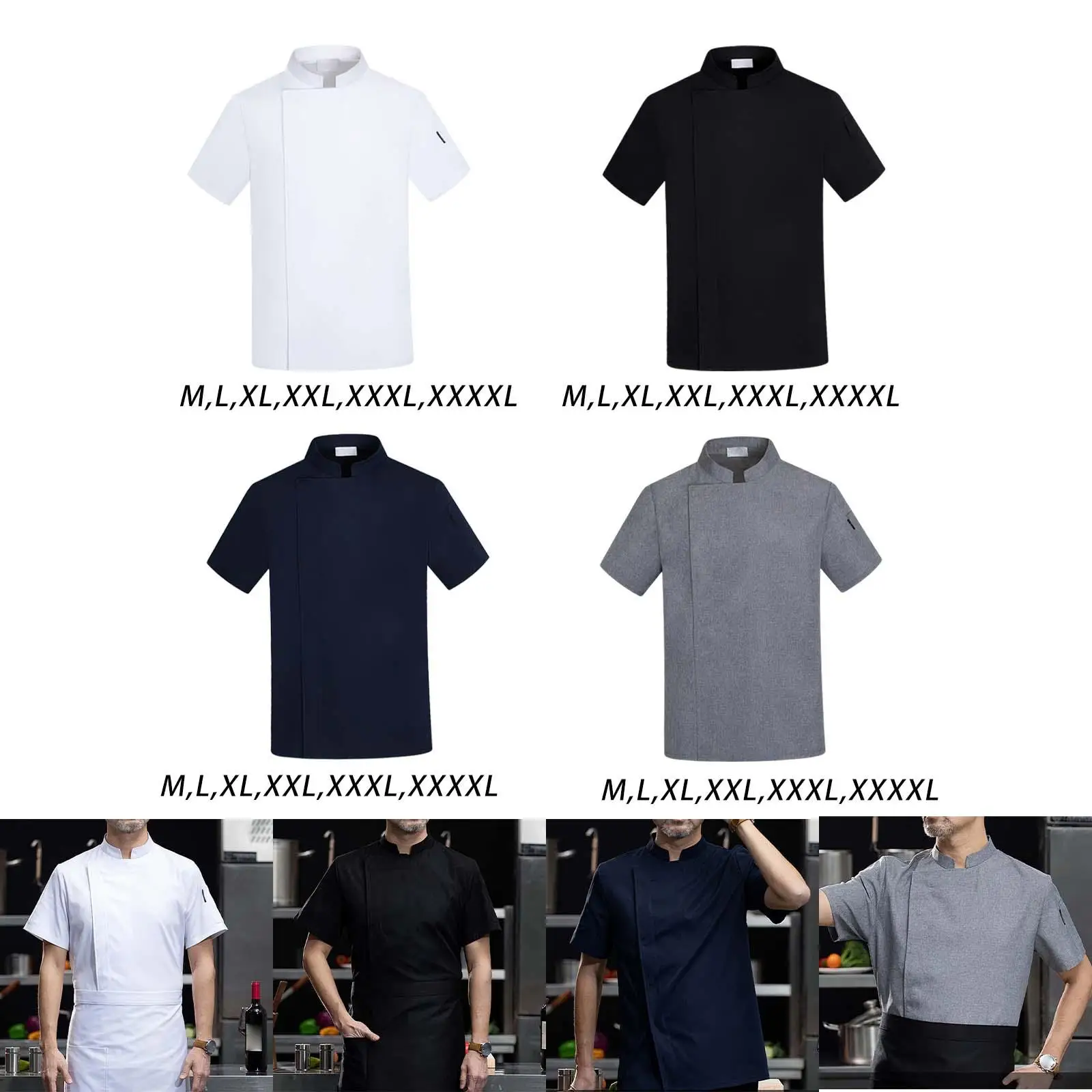 Unisex Short Sleeve Chef Jacket Soft Cotton Blend for Restaurant Hotel Bakery Cooking Professionals