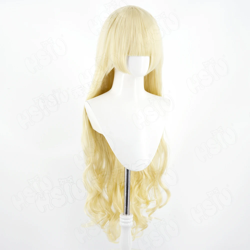 Peluca de Cosplay de Anime GOSICK Victorique, peluca sintética de pelo rizado rubio claro de 100CM de largo + gorro de peluca, peluca para fiesta de Halloween