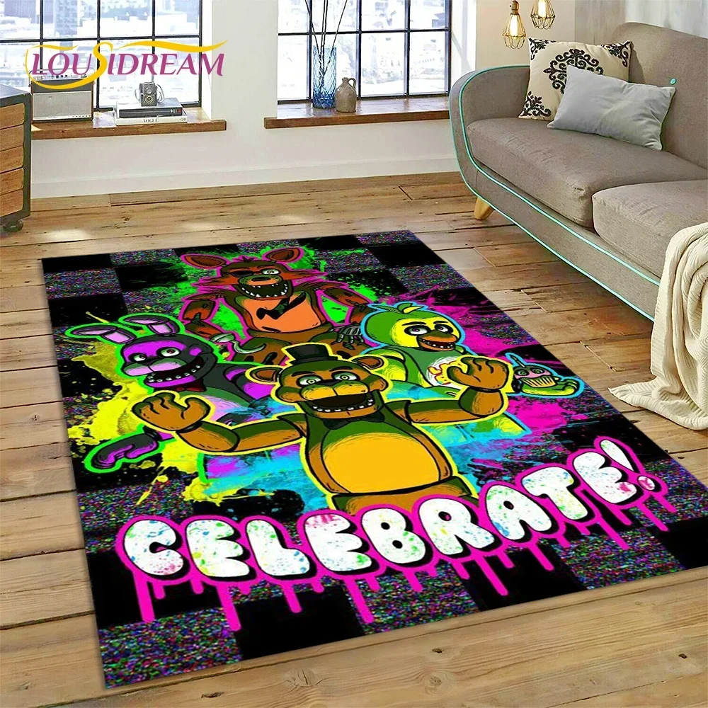 Horror Game FNAF-F Freddy Carpet Rug for Living Room Bedroom Home Sofa Decoration,Kids Play Area Rug Non-slip Floor Mat Gift