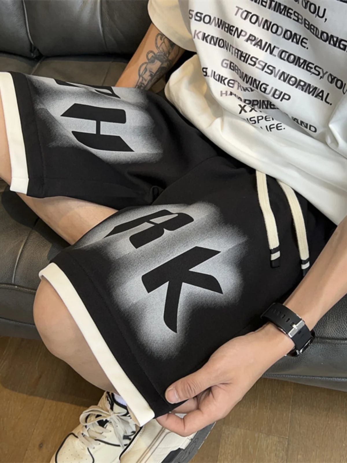 

Мужские летние спортивные брюки American Sle Baskeall в стиле ретро, свободные, с эластичным поясом, длиной до колена, для повседневной носки