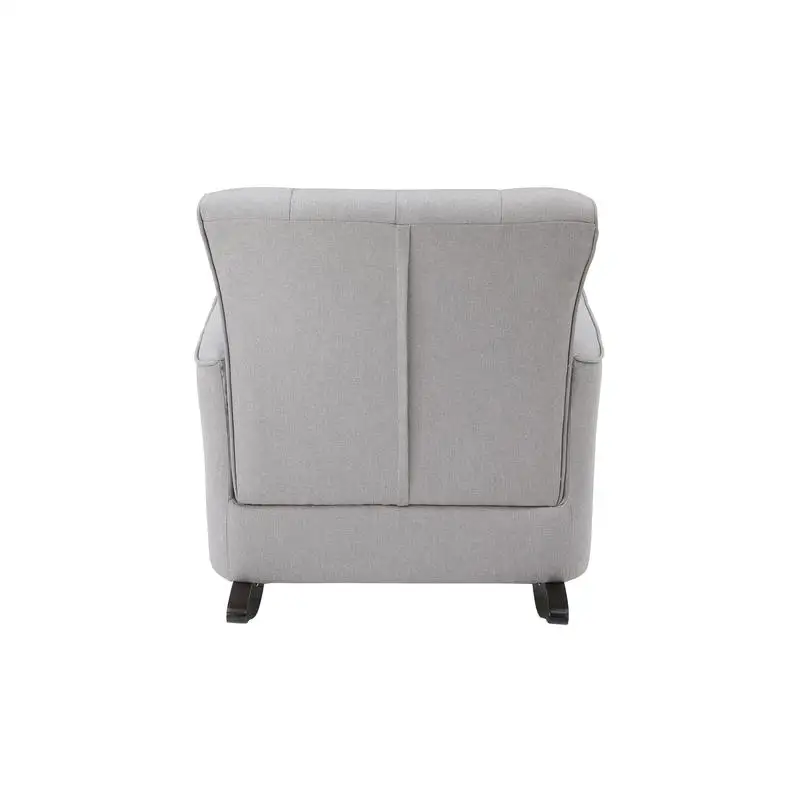 Light Grey Rocking Chair with Track Arms and Comfortable Cushioning for Relaxation and Style in Modern Living Spaces