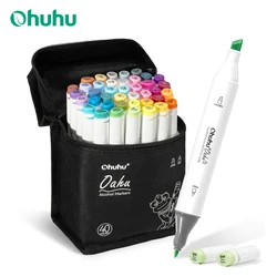 Ohuhu Oahu 40 Colors Marker Pen Set Alcohol Art Markers Dual Tips Felt Pen Sketching Drawing Graffiti Manga School Art Supplies