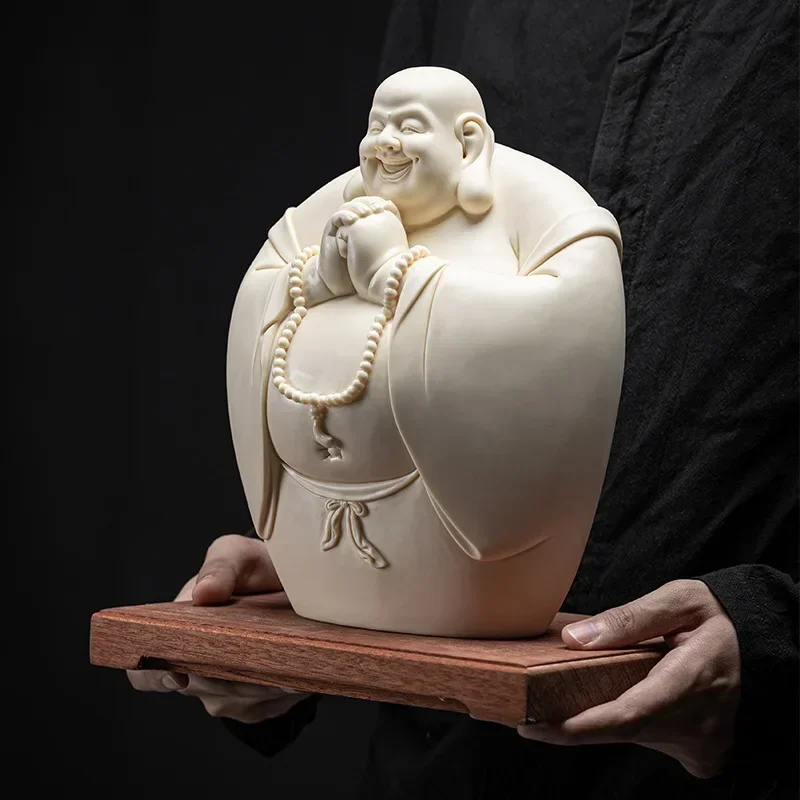 FX-8 Ceramic Big Belly Maitreya  Statue White Porcelain Lucky Maitreya Laughing Buddha Ornament Living Room Office Decoration