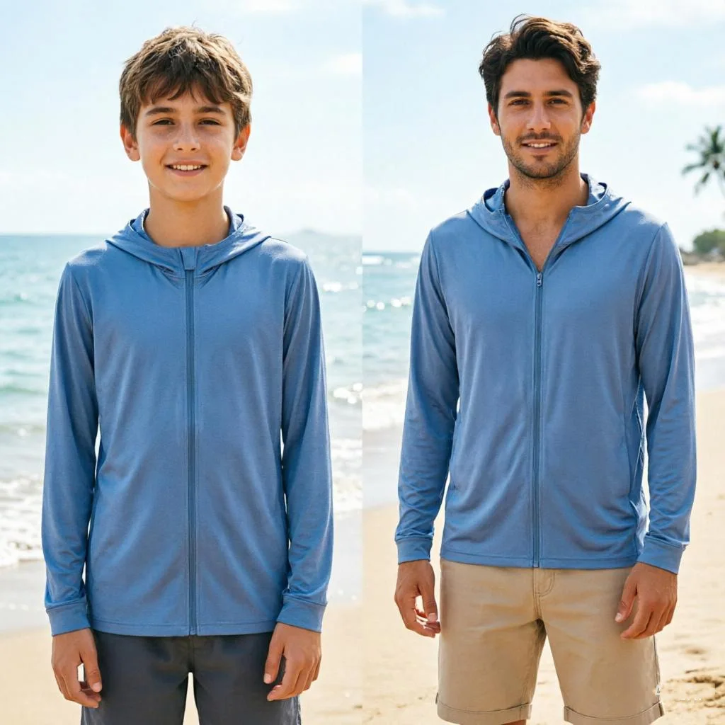 2026 New Summer UPF50+ Sun Protection Hoodie Ice Silk Mesh Breathable UV Jacket Couple & Family Matching Coat for Men & Kids