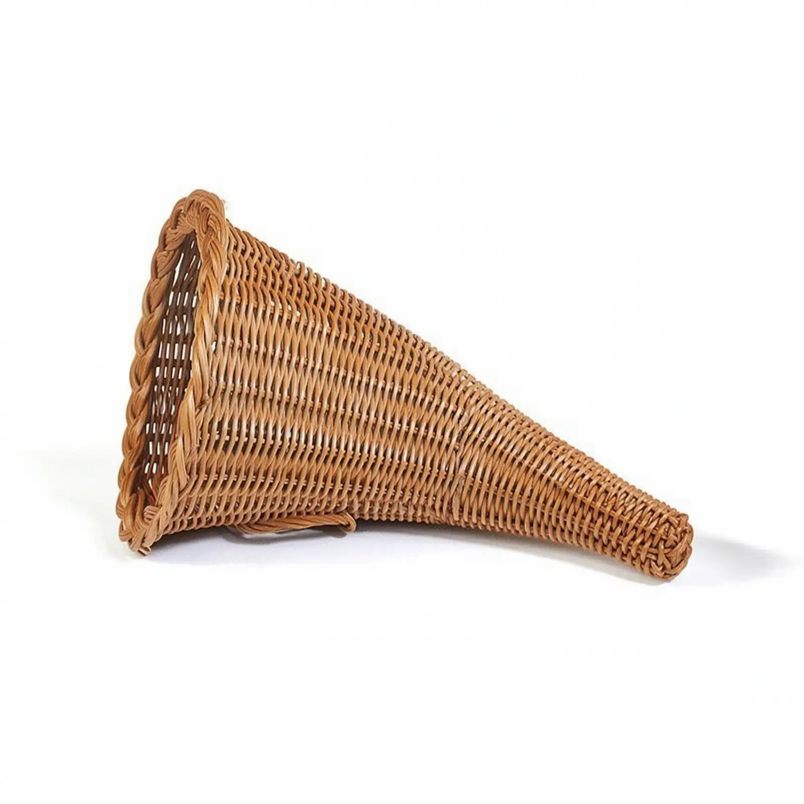 Rustic Woven Storage Basket with Braided Rim Caramel Tone Decorative Container for Living Room Shelf Organization
