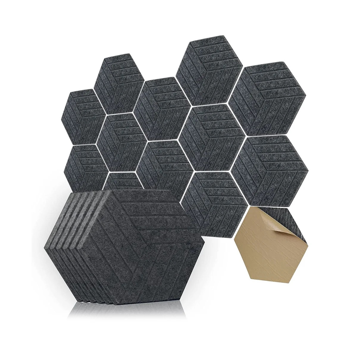 Sound Proof Panels Hexagon Self-Adhesive,12 Pcs Acoustic Panel, Sound Dampening Panel for Studio Office Home,3