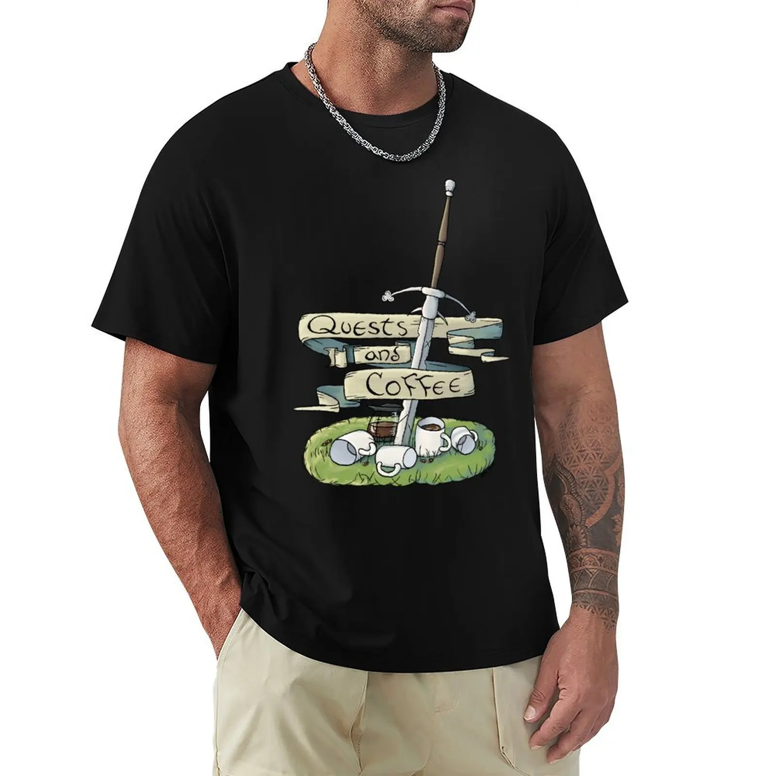 Quests and Coffee T-Shirt Quick Dry Fishing T-Shirt