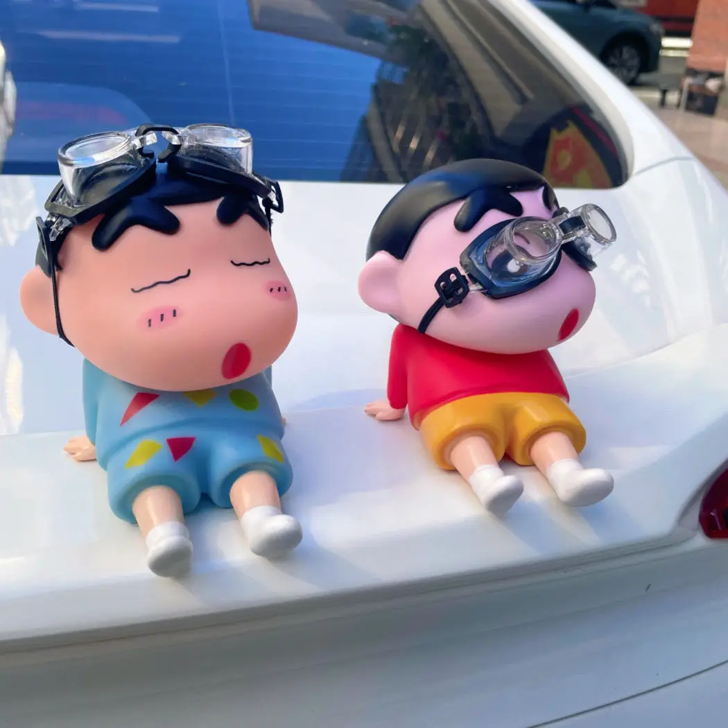 12cm Crayon Shin Chan Car Ornaments Kawaii Cute  Accessories  Creative Doll Cartoon Car Crayon Shin Chan Display Stand Gifts