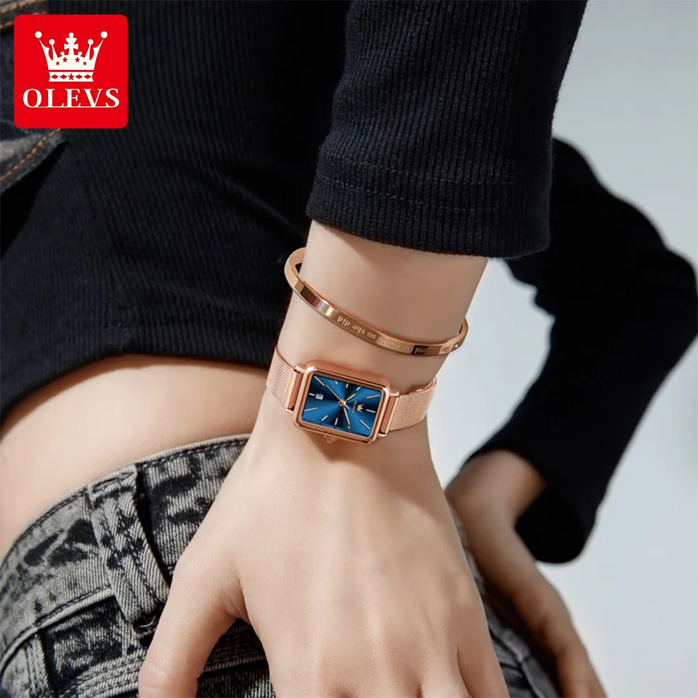 

OLEVS 3692 Women's Watch Original Simple Quartz Watch For Women Waterproof Thin Case Calendar Wristwatch High Hardness Mirror