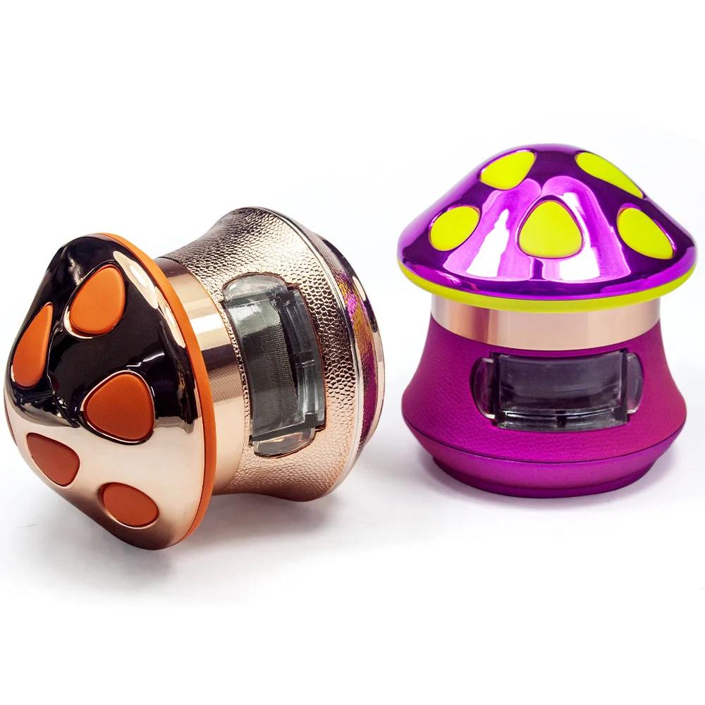 

Colorful and Cute Mushroom Zinc-toothed Grinder Simple Zinc Alloy Smoke Grinder Skirt Window Opening Four-layer Tobacco Grinder