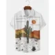 Oil painting texture artist style printed short-sleeved shirt Desert sunset men's casual top 2023 new comfortable shirt
