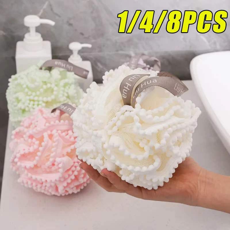 Assorted Colors Bath Sponge Shower Mesh Exfoliating Sponge Loofah Shower Sponge Bath Ball Durable Healthy Massage Brush