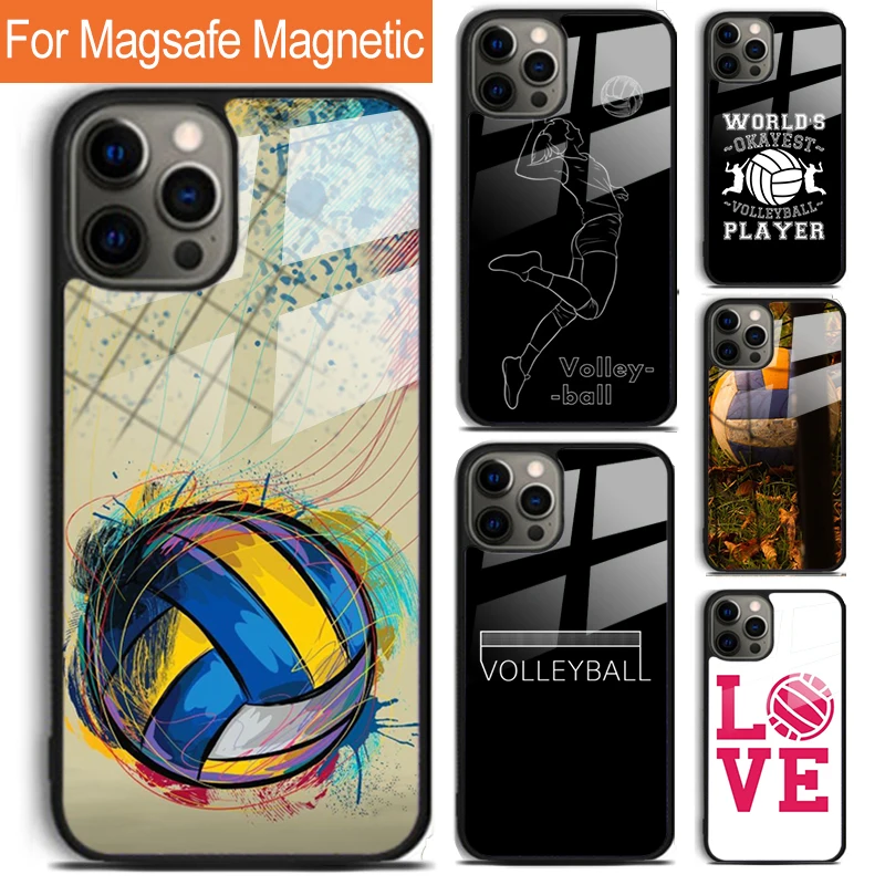 Volleyball Sport Phone Case For iPhone 16 15 14 13 12 11 Pro Max Plus Magsafe Magnetic Wireless Charging Cover