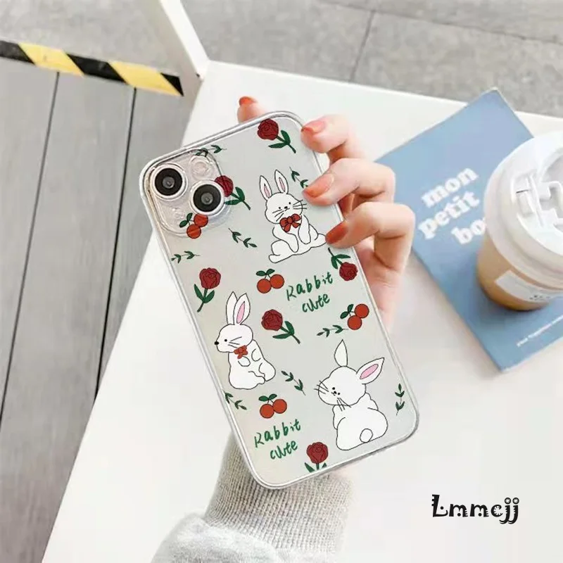 Lmmcjj Cute Rabbit Phone Case For Samsung Galaxy A31 A32 A54 A53 A52 A13 A14 A23 A22 S21 FE S23 Ultra S22 Plus Silicone Cover