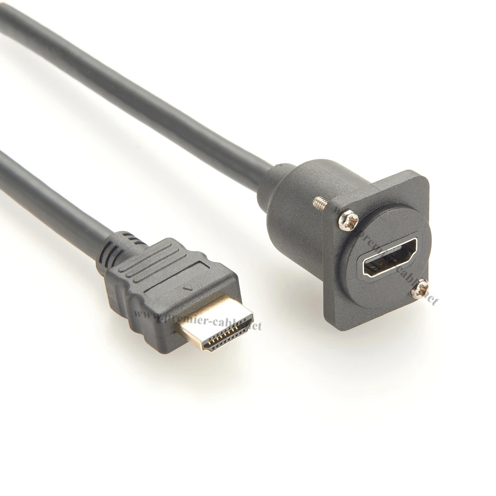 D Type HDMI 1.4 Flange Chassis Panel Mount Converter Cable 4K@30Hz Male to Female Extension Cable for Car Boat Projector