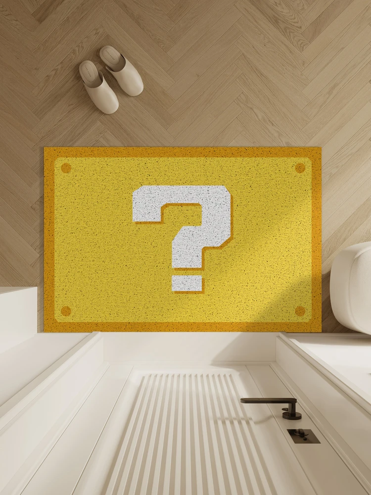 Minimalist Yellow Door Mat Question Mark Pattern Balcony Carpet Cartoon Floor Mat Wear-resistant Entrance Mat Can Be Cut PVC Rug