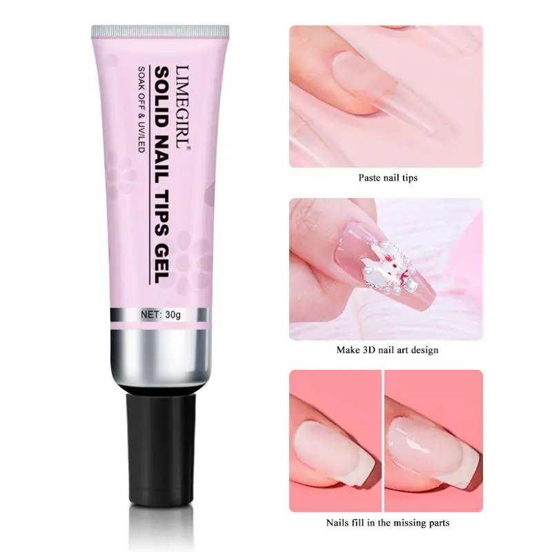 Gel adhésif transparent pour ongles, 30g, tube de colle forte, résistant aux UV, pour extensions d'ongles, outil de manucure pour salon.