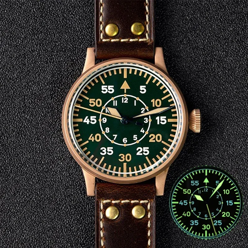 

Hruodland Watch For Men Solid Bronze Pilot Watch SW200 Movement Automatic Mechanical Wristwatches Sapphire Glass 100M Waterproof