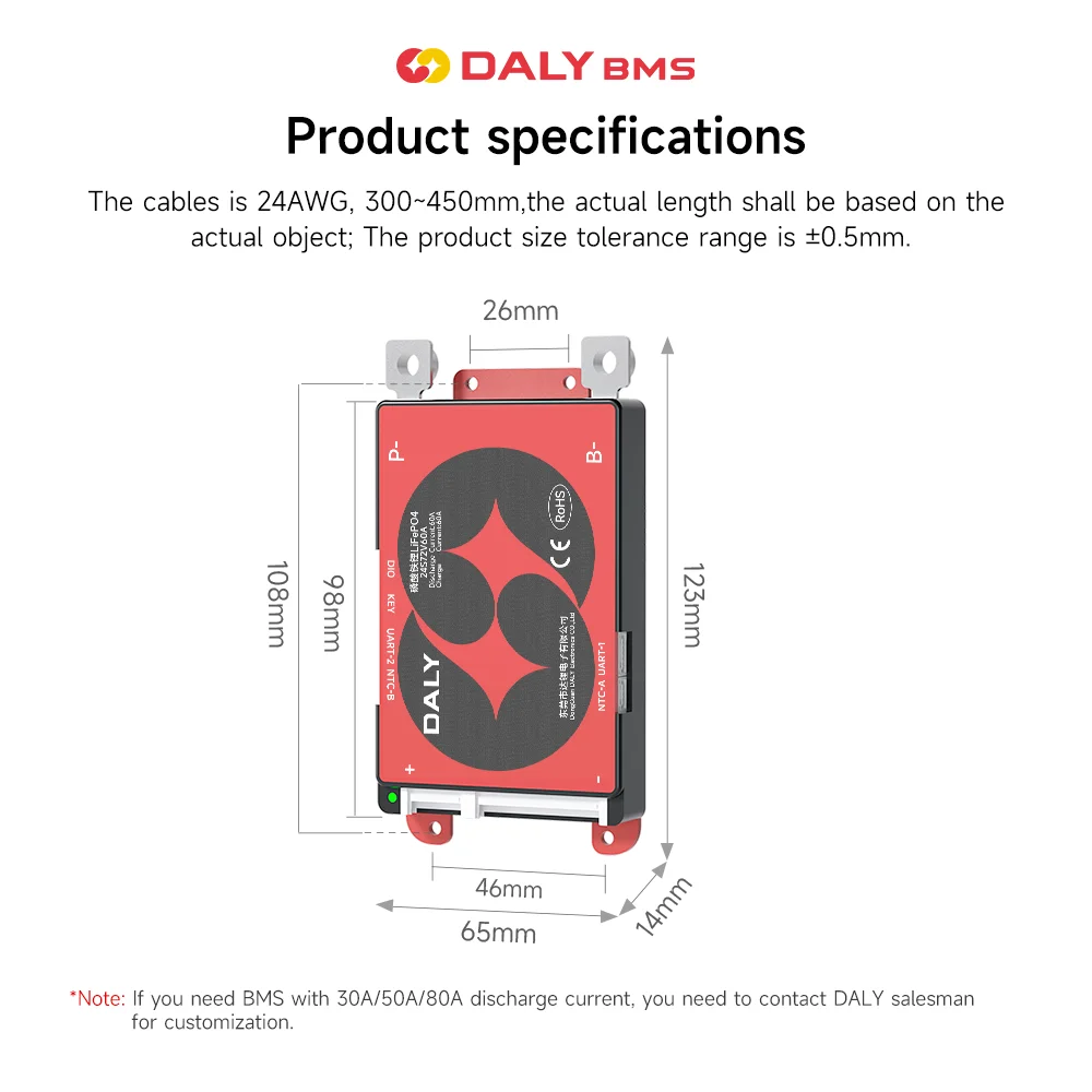 Daly Smart BMS 4S Lifepo4 12V 8S 24V 16S 48V 20S 60V 60A 100A 150A 200A 250A 300A BMS CANBUS RS485 3.2V Li-ion 3.7V WiFi BMS — zdjęcie produktu 7
