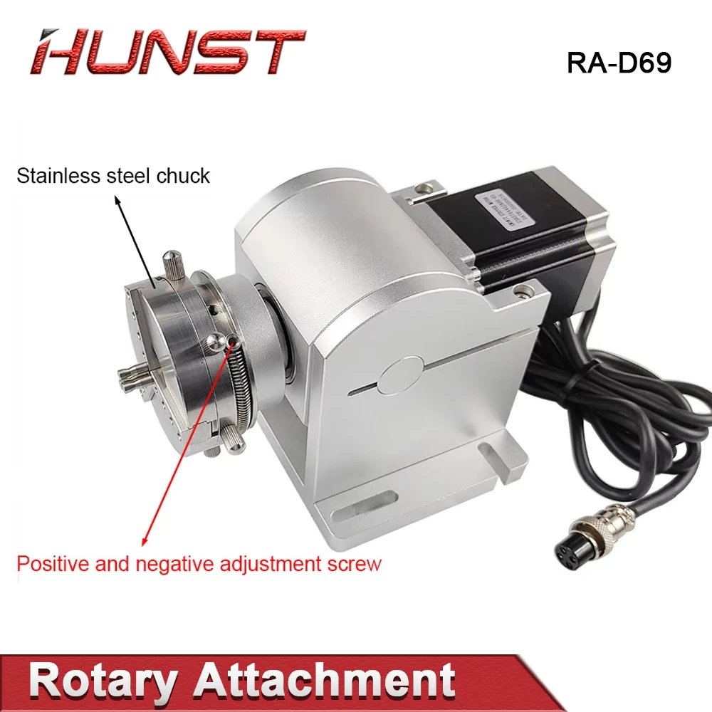Hunst Fiber Laser Marking Ring Rotary Parts With Driver Worktable Diameter 3-91mm Laser Engrave D69 Rotary Attachment