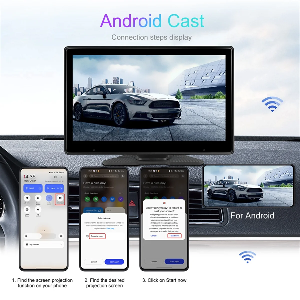 M85K 10.1Inch Touch Screen Wireless Carplay & Android Auto Portable Car Multimedia Player 4K DVR Dash Cam, Without Camera