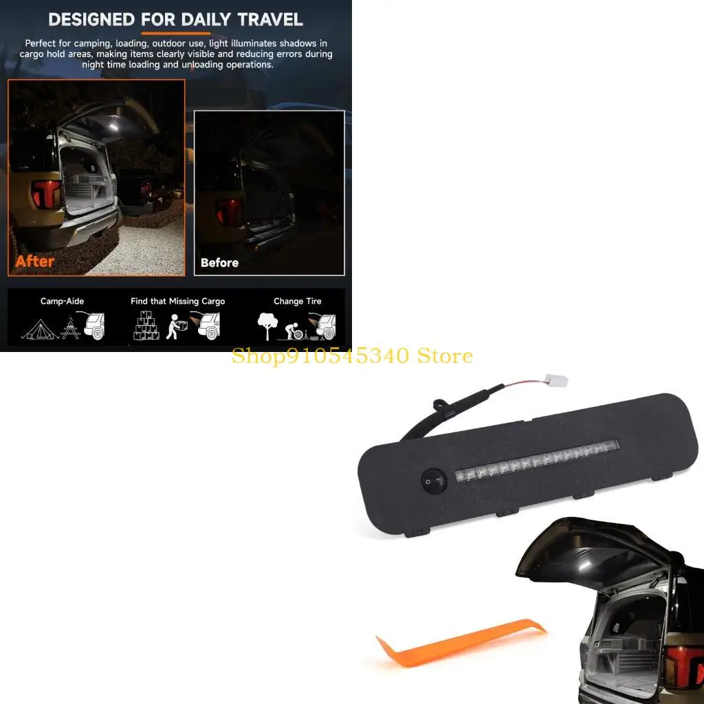 U2JA Rear Trunk Interior Lamp, Cargo Area Interior Light Assembly with LED Panel, Attached Connection End and Multiple Mounting