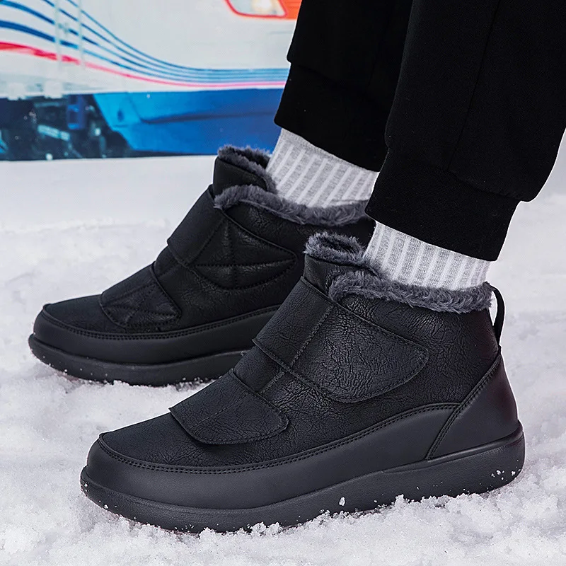 

Man's Winter High-Top Cotton Shoes Warm Boots Pure Color Versatile Snow Boots Polyurethane Fleece-Lined Thickened Man's Cott