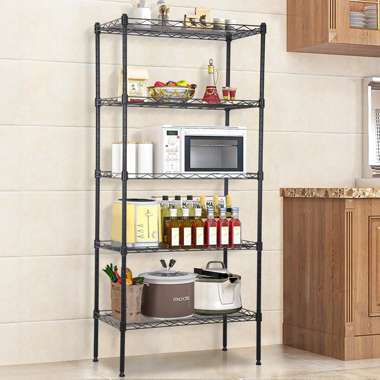 

5-ярусные стеллажи для хранения, сверхпрочные регулируемые металлические полки, грузоподъемность 750 фунтов, для гаража, с регулировкой уровня, на заказ