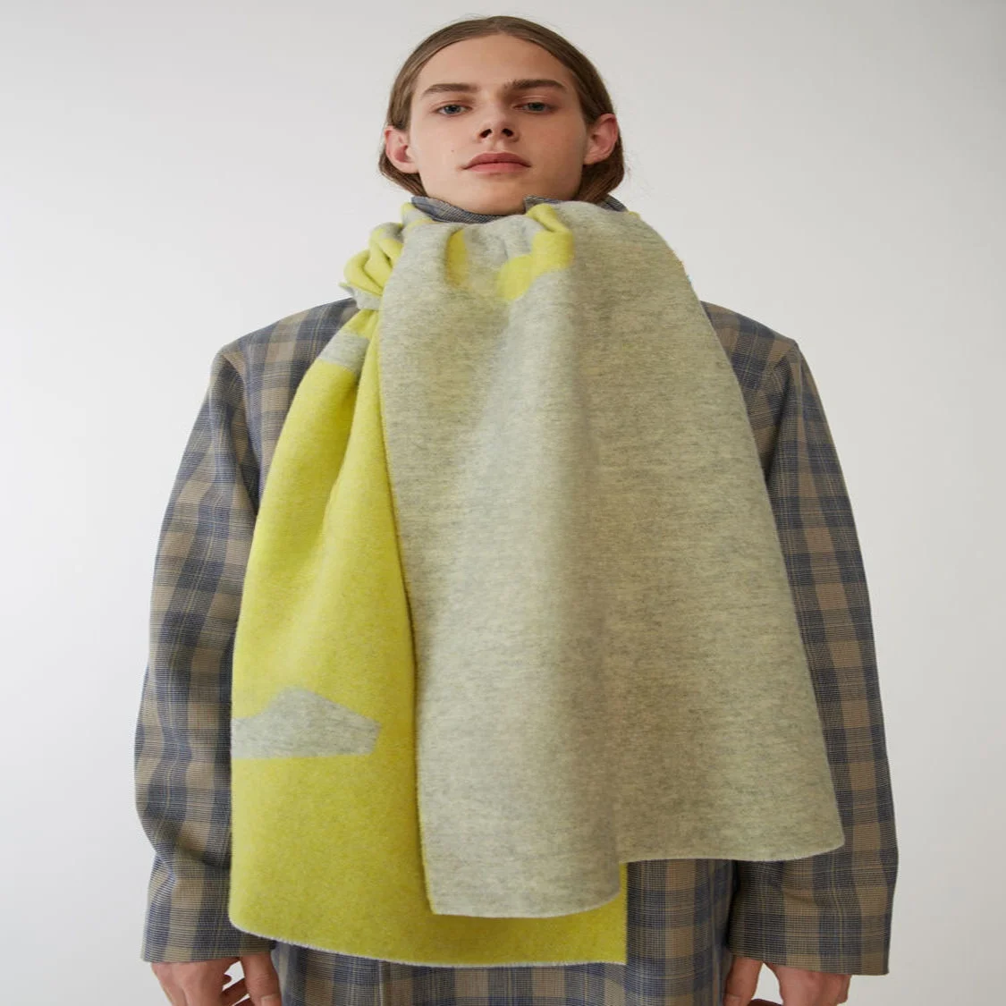 Cachecol de lã quente com estampa de letras, cachecol retangular térmico nórdico ac sle outono inverno para homens e mulheres