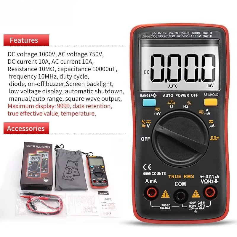 ZT109/111 True-RMS Multimeter Transistor Capacitor Tester
